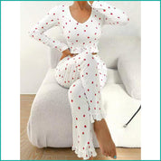 Strawberry Ladies Crop T-Shirt Loungewear Pajama Set - White