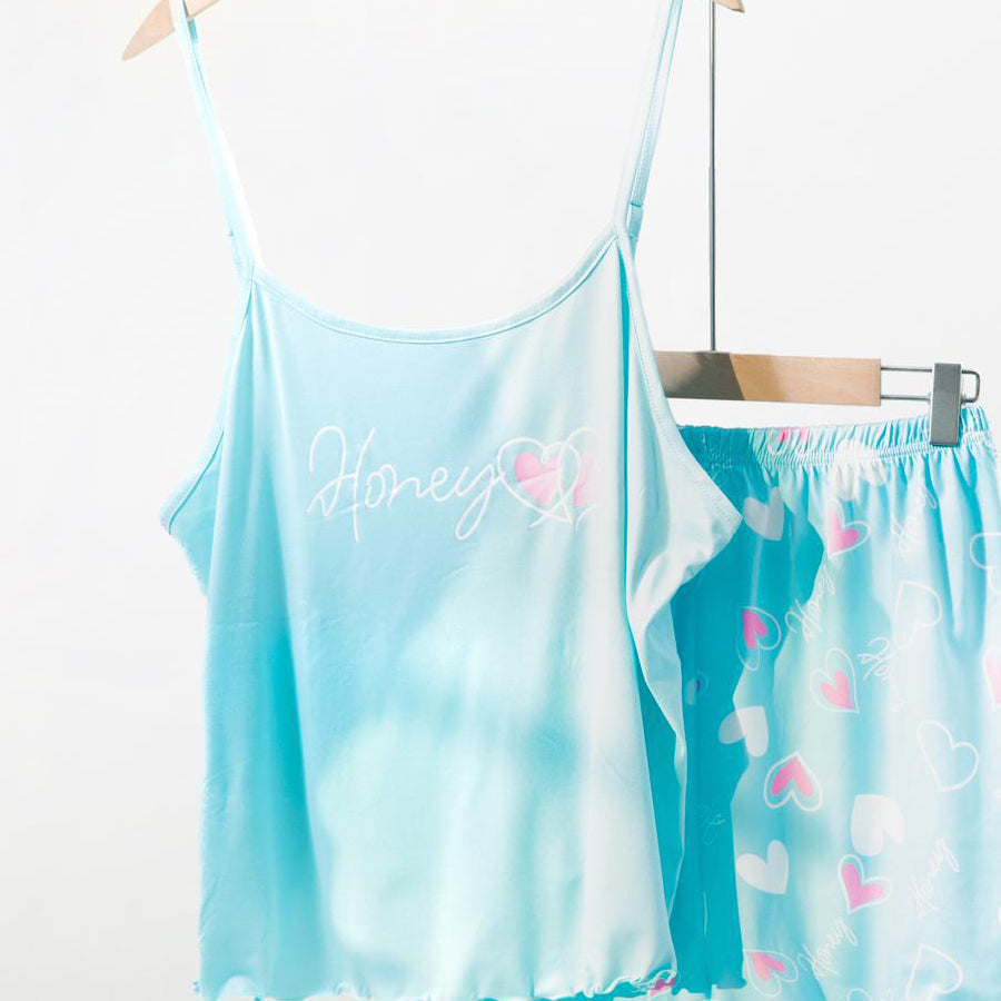 Honey Ladies Shorts Set Loungewear - Blue