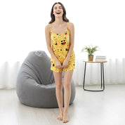 Emoji Ladies Shorts Set Loungewear - Yellow