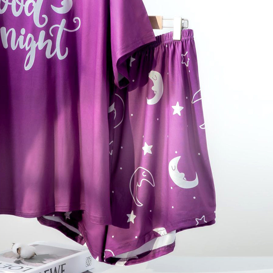 Good Night Ladies Shorts Set Loungewear - Purple