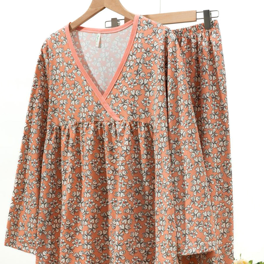 All Mini Floral Ladies Pajama Set - Pink