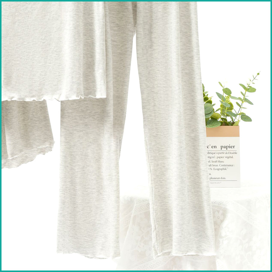 Ladies 3 Pcs Set Loungewear Pajama Set - Light Grey