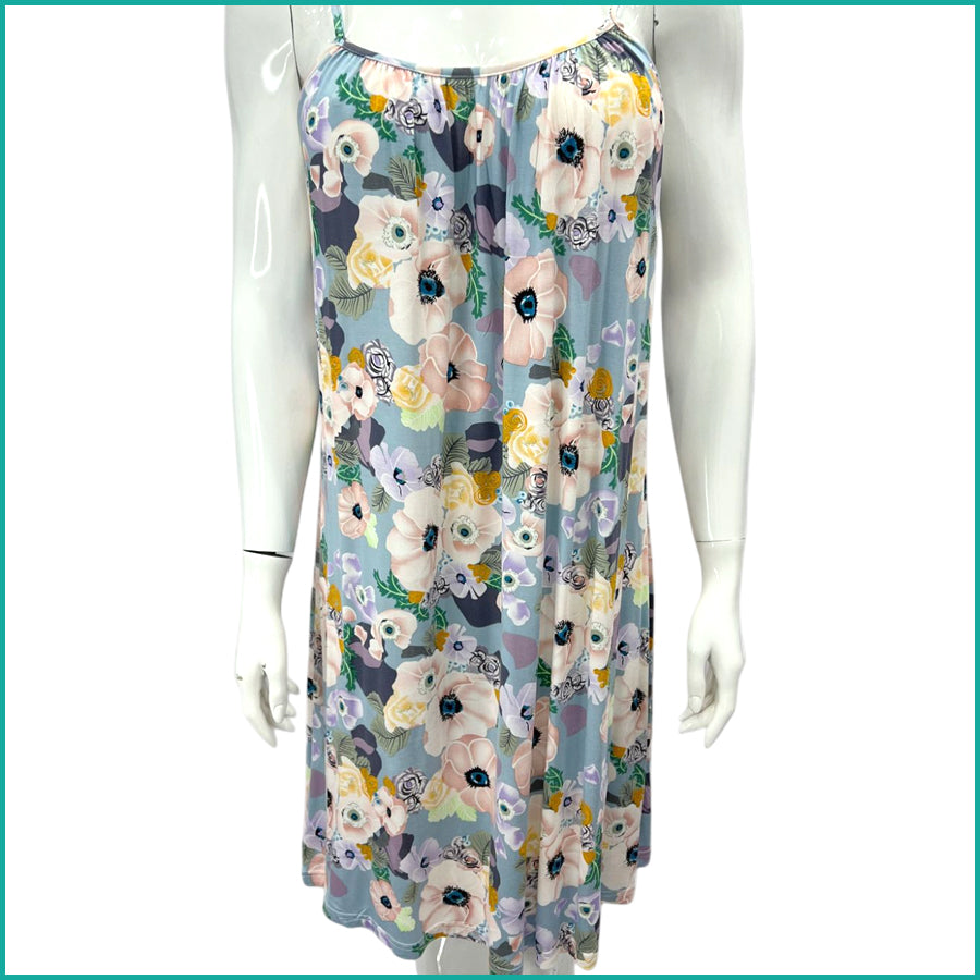 Mini Floral Ladies Halfer Linen Cotton - Blue