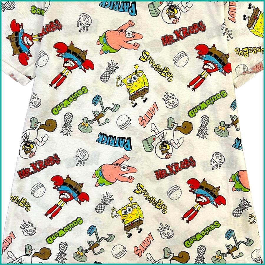 SpongeBob Ladies Cotton Dress - White
