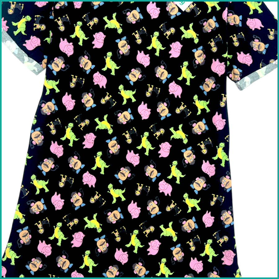 Mini Dino Ladies Cotton Dress - Black