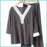 Ladies Loungewear with a Touch of Lace - Grey