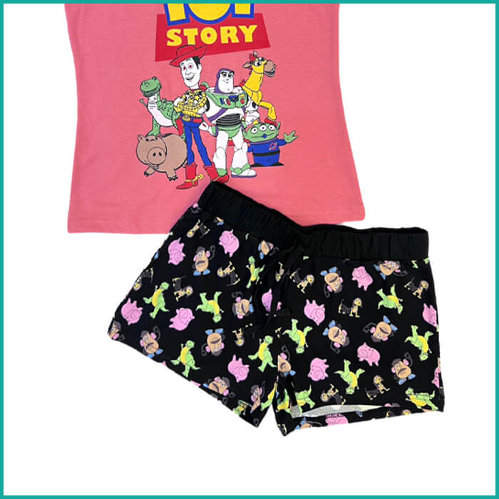 Toy Story Ladies Shorts Set - Pink Black