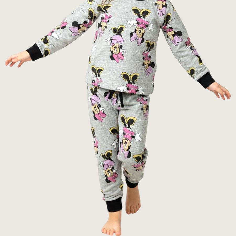 Minnie Mouse Girls Pajama Set - Grey