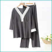 Ladies Loungewear with a Touch of Lace - Grey