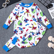Superhero Boys Full Sleeves Pajama Set - White