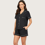 Plain Ladies Shorts Set Lycra - Black