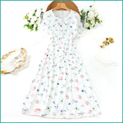Ladies Cotton Nightgown with Lace Trim and Buttoned Neckline - White