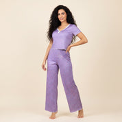Mini Floral Ladies Loungewear Pajama Set - Purple