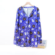 Halloween Ladies Overall Pajama One Pcs Set - Blue