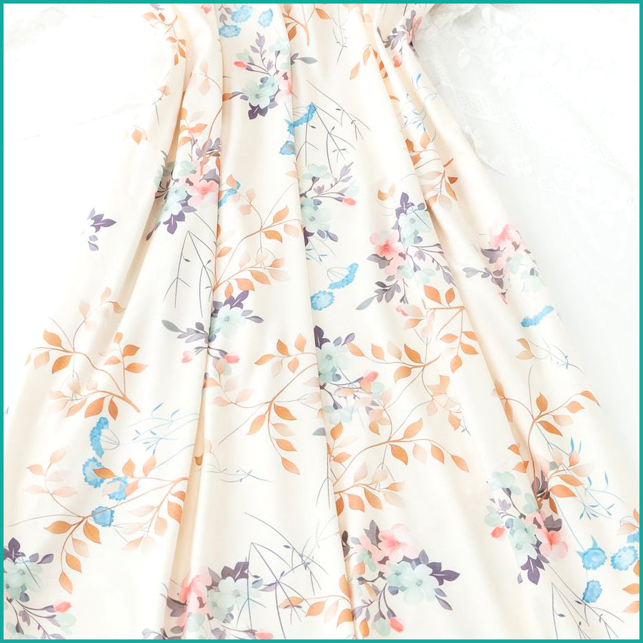 Ladies Cotton Nightgown with Lace Neckline - Cream