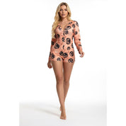 Halloween Ladies Overall Pajama One Pcs Set - Orange