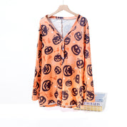 Halloween Ladies Overall Pajama One Pcs Set - Orange