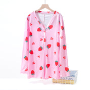 Strawberry Ladies Overall Pajama One Pcs Set - Pink