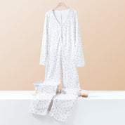 Mini Floral Ladies Overall Pajama One Pcs Set - White