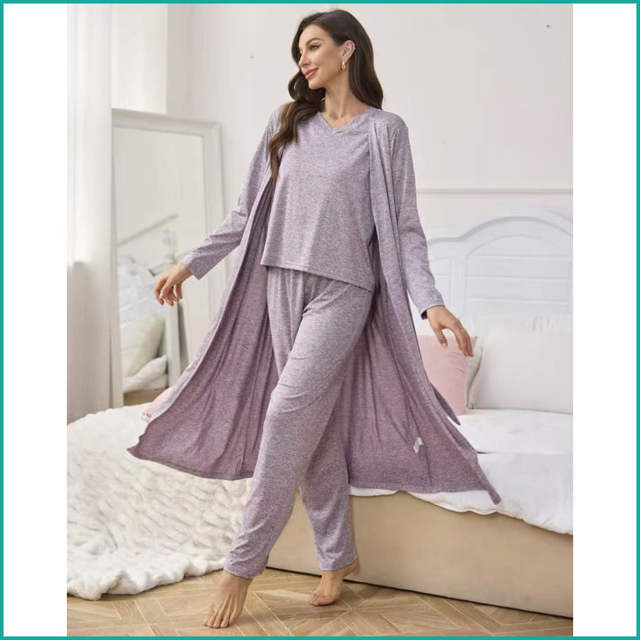 Plain Ladies Loungewear 3 Pcs Set - Purple