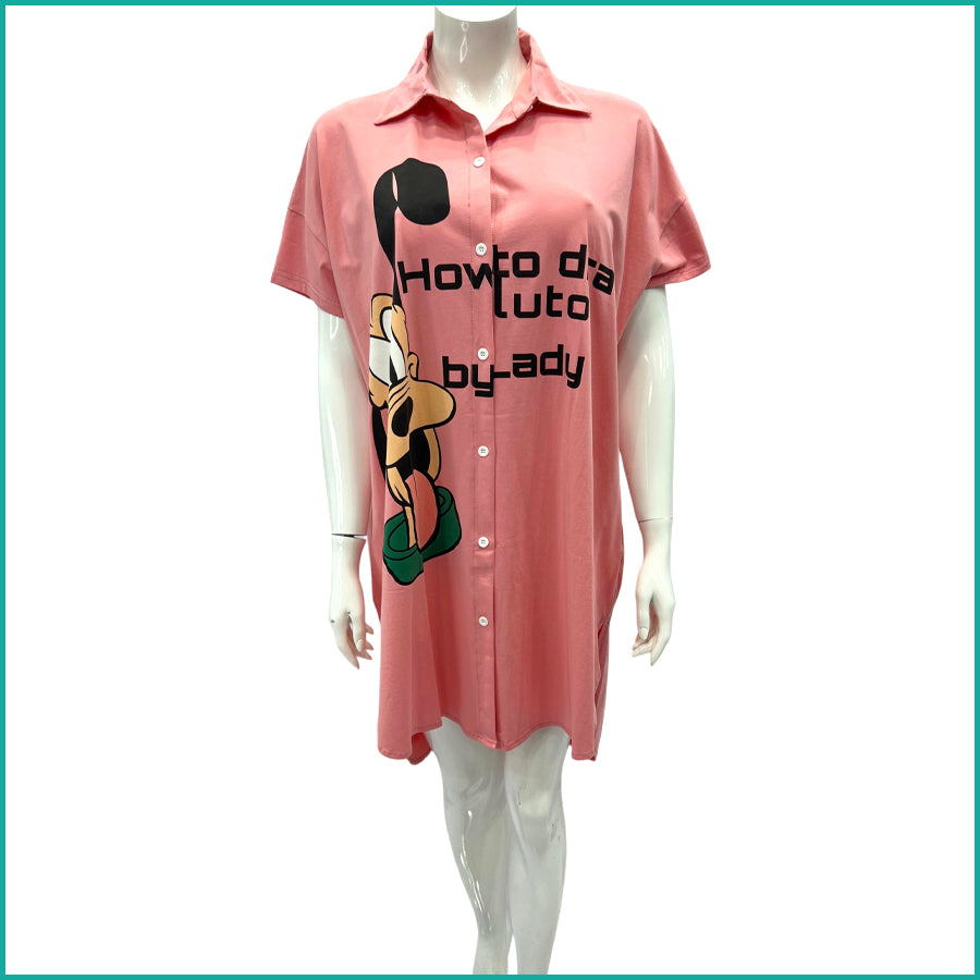 Pluto Ladies Dress - Pink -Free size