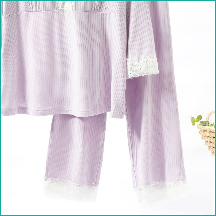 Ladies Loungewear with a Touch of Lace - Lavender