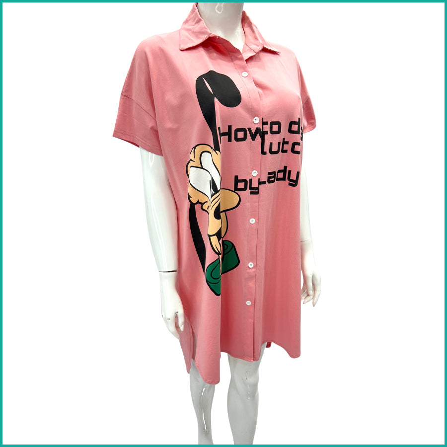 Pluto Ladies Dress - Pink -Free size