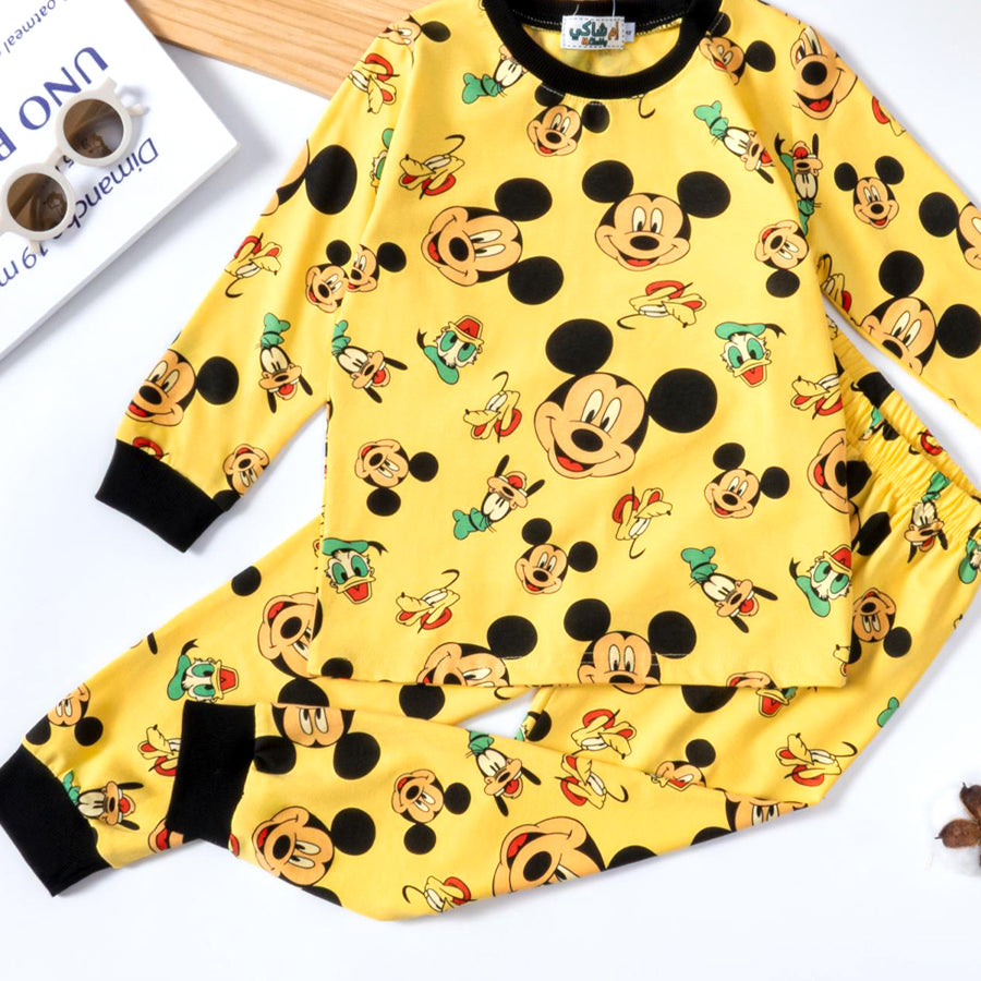 Mickey Home Boys Full Sleeves Pajama Set - Yellow
