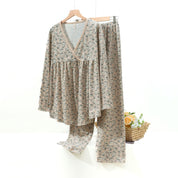 All Floral Ladies Pajama Set - Light Brown