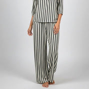 Lines Ladies Linen Pajama Loungewear - Black White