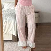 Strips Sleeveless Ladies Pajama Set - Pink