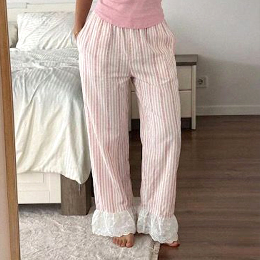 Strips Sleeveless Ladies Pajama Set - Pink