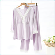 Ladies Loungewear with a Touch of Lace - Lavender