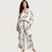 Tiger Print Ladies Pajama Set - White