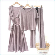 Plain Ladies Loungewear 3 Pcs Set - Purple