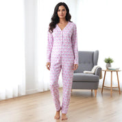 Happy Ladies Overall Pajama One Pcs Set - Pink