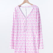 Happy Ladies Overall Pajama One Pcs Set - Pink