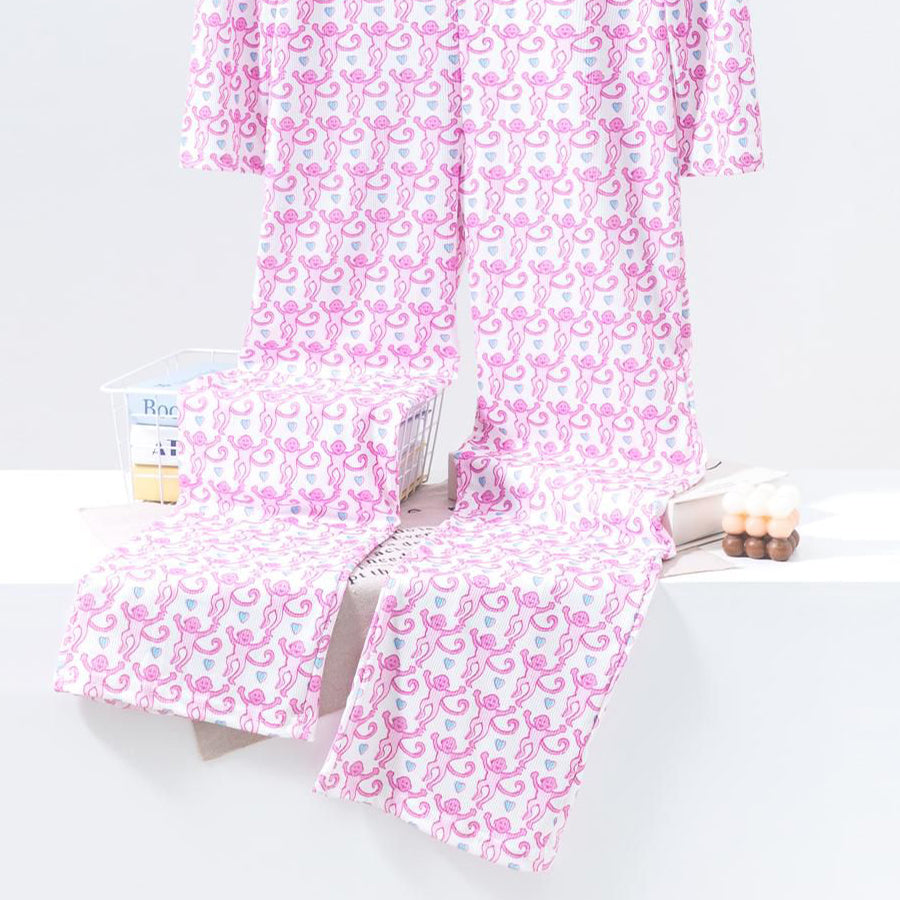 Happy Ladies Overall Pajama One Pcs Set - Pink