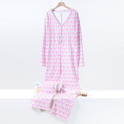 Happy Ladies Overall Pajama One Pcs Set - Pink