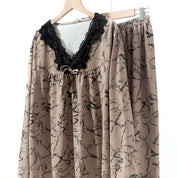 All Design Ladies Pajama Set - Brown