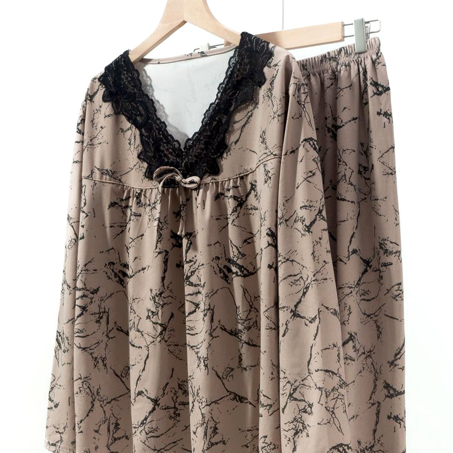 All Design Ladies Pajama Set - Brown