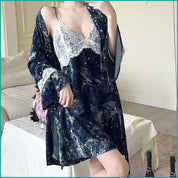 Designer Women's Sleepwear 2 Pcs Sarten Set - Blue