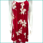 Floral Ladies Halfer Linen Cotton - Red -Free Size