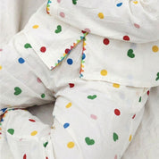 Dots Hearts Ladies Front Open Pajama Set - White