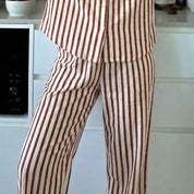 Puppy Strips Ladies Pajama Set - White