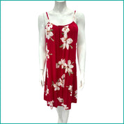Floral Ladies Halfer Linen Cotton - Red -Free Size