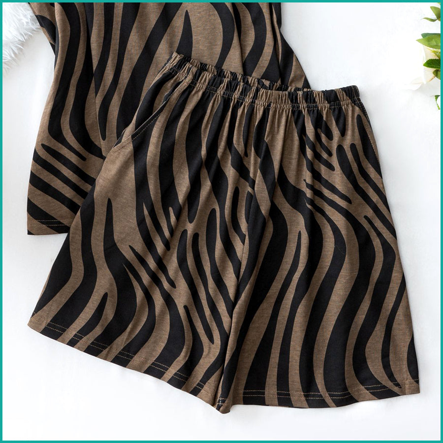 Chic Zebra-Print Slip Dress with Thin Straps - Black