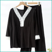 Ladies Loungewear with a Touch of Lace - Black