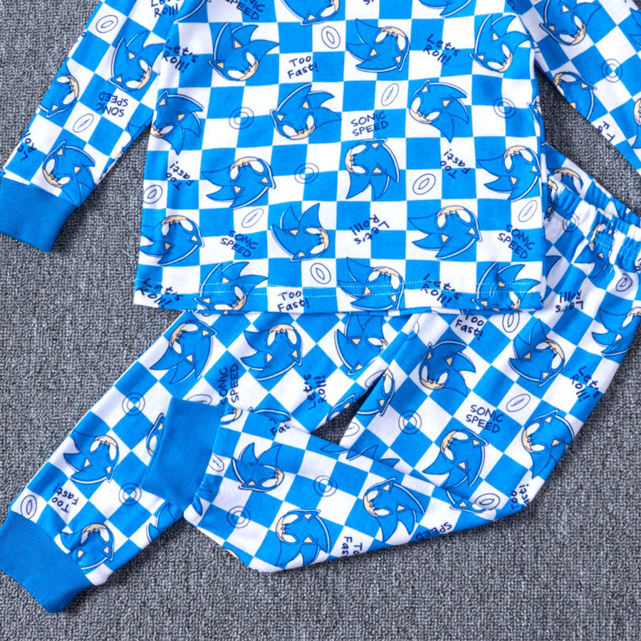 Sonic Speed Boys Full Sleeves Pajama Set - White Blue