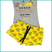 Lion King Formation Ladies Shorts Set - Grey yellow